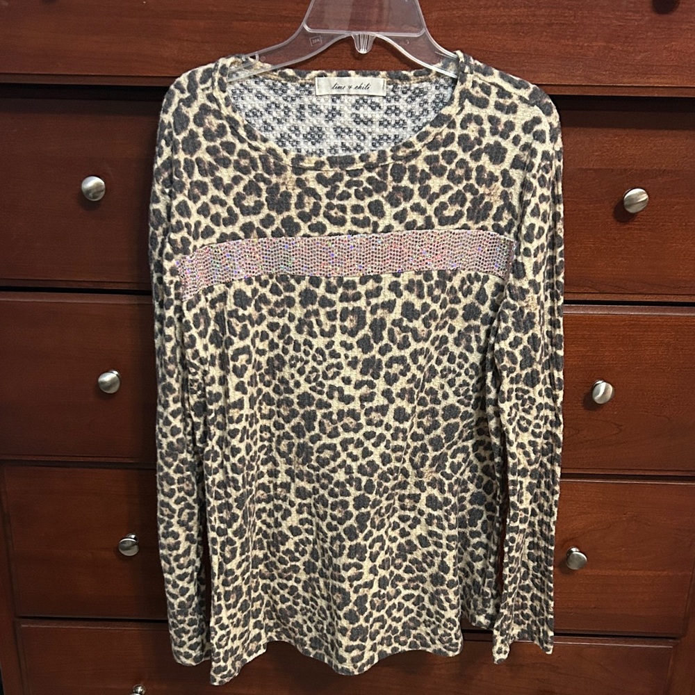 Love Stitch Animal Print Long Sleeve Top